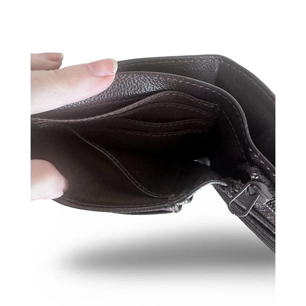 Bobson International Luxury Black Pebbled Leather Bofold mens wallet unused